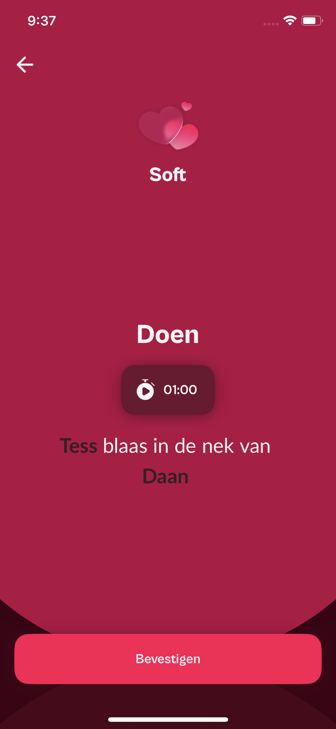 Een gepersonaliseerde opdracht met timer tijdens een spel op niveau Soft