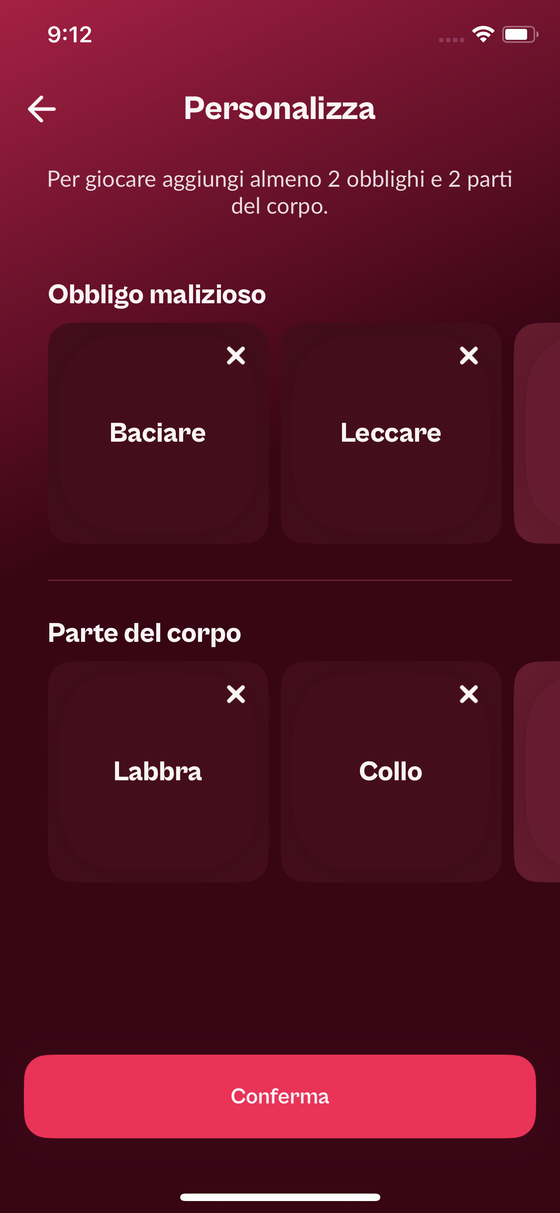 Creazione di azioni e parti del corpo per i dadi personalizzati