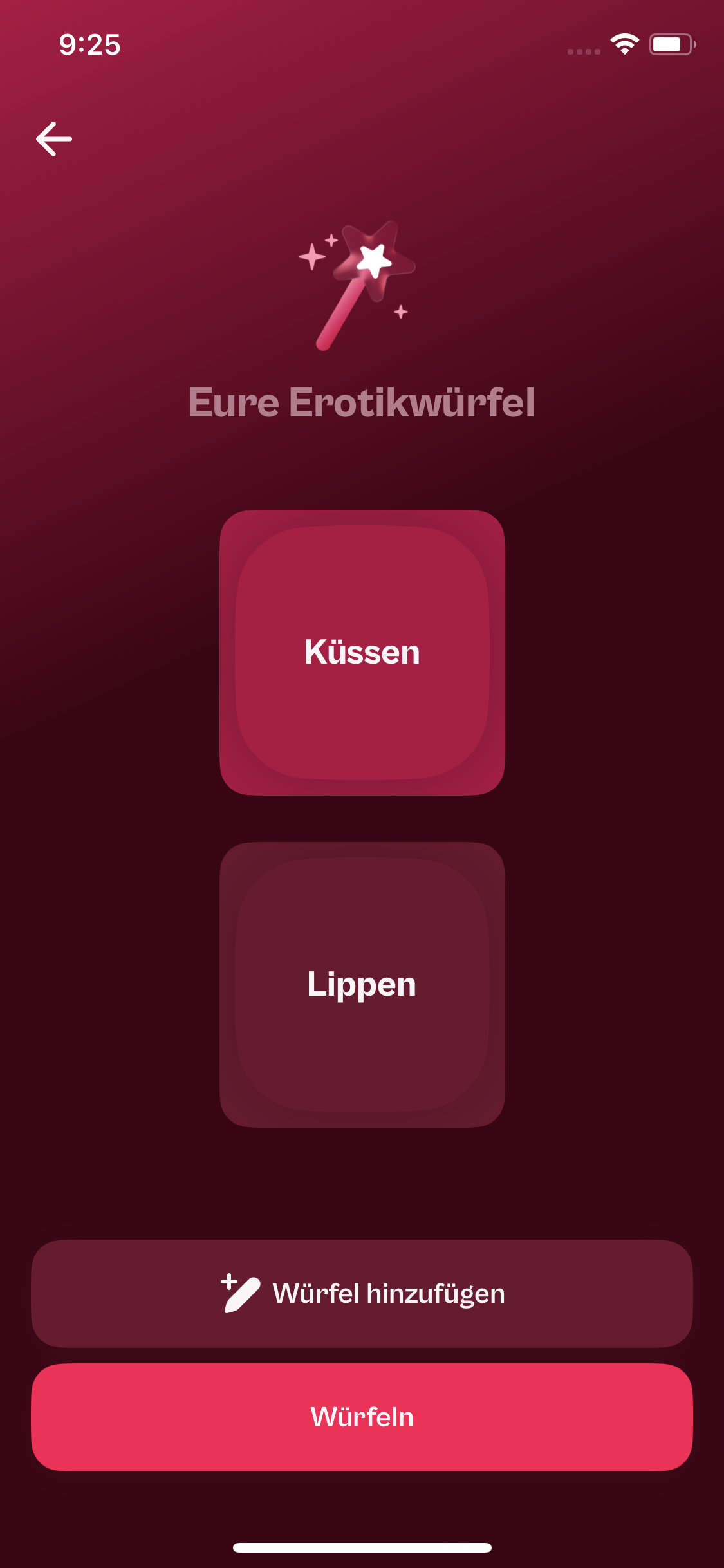 Zwei erotische Würfel mit Aktion und Körperstelle