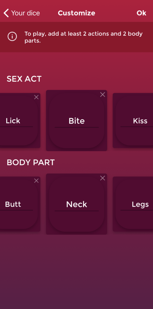 customizable dice sex game