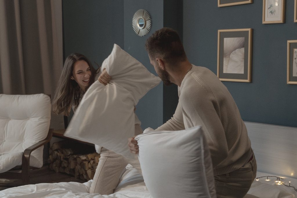 Activities for couples fall back into childhood section's illustration pillow fight