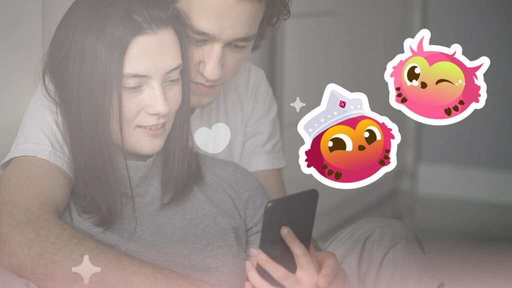 couple having fun with app