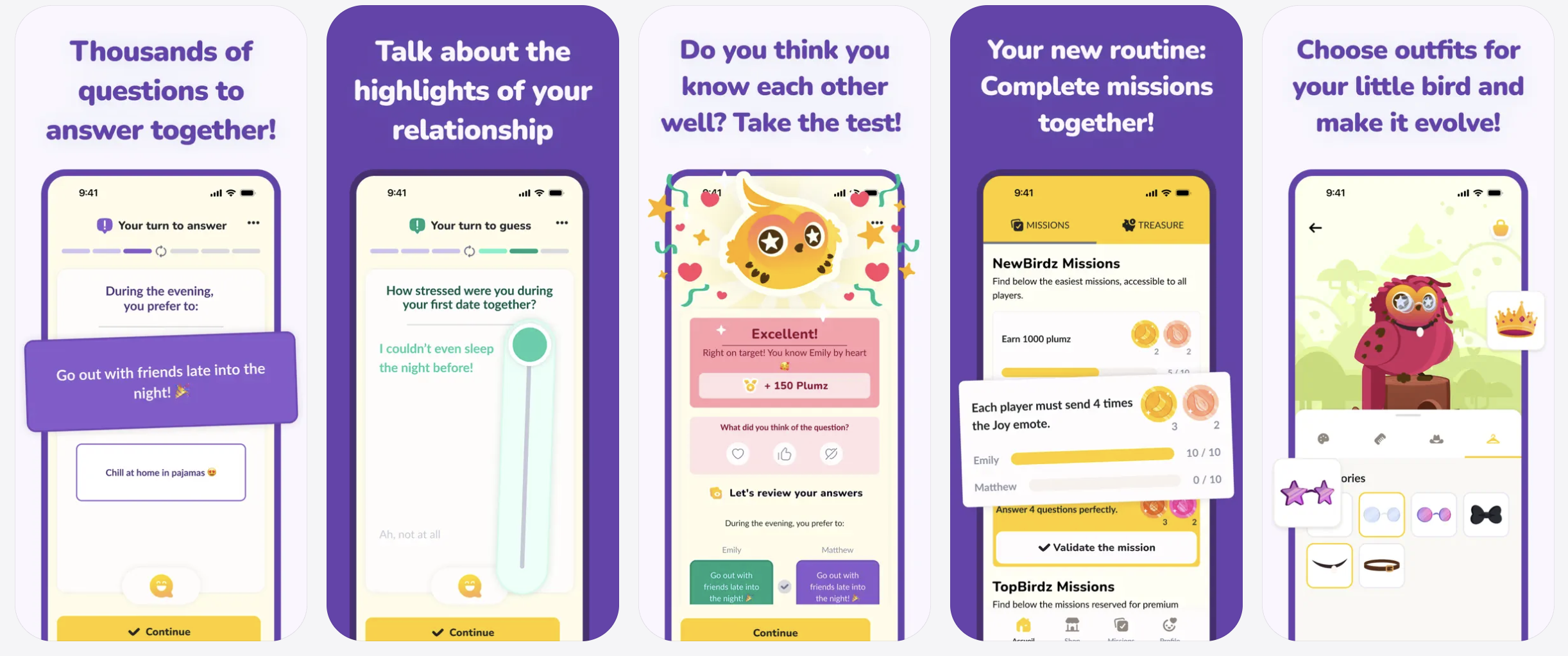LovBirdz - couple quiz app screenshots, App Store