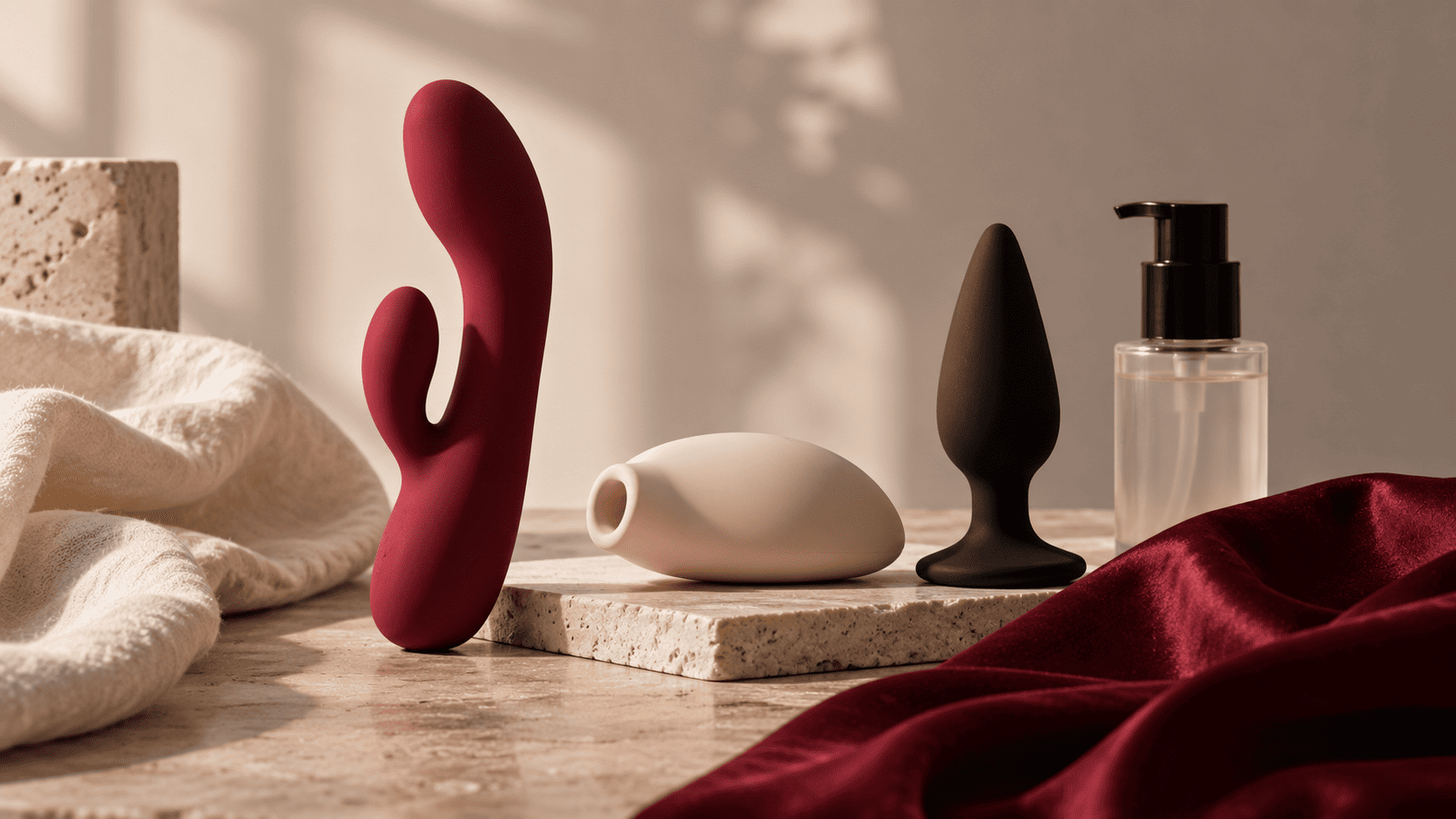 How to Introduce Toys Into Your Sex Life Couple discovering a sex toy together in a relaxed and playful setting